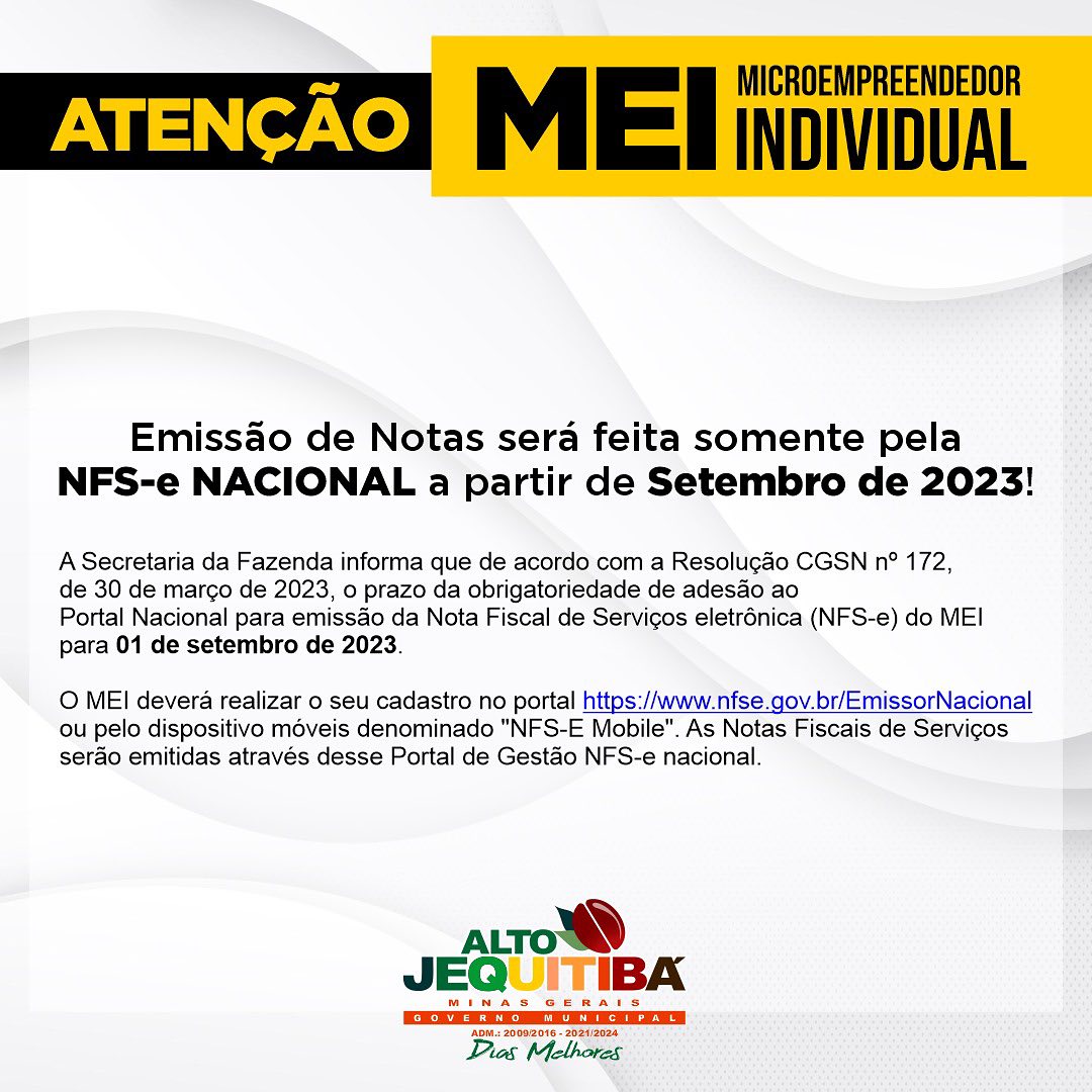 Prefeitura de Rio Negro informa que o MEI deve emitir nota eletronica pelo  portal NFS-e - Prefeitura Municipal de Rio Negro